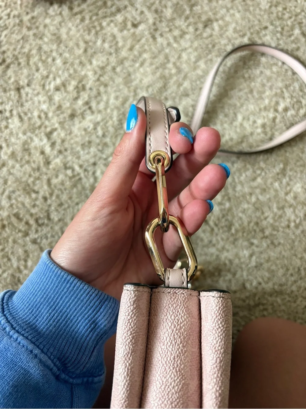 Michael Kors Light Pink Leather Crossbody Bag with Gold Hardware